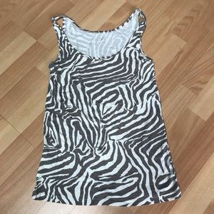 LOFT Zebra Grey Stripe Soft Tank Top Medium